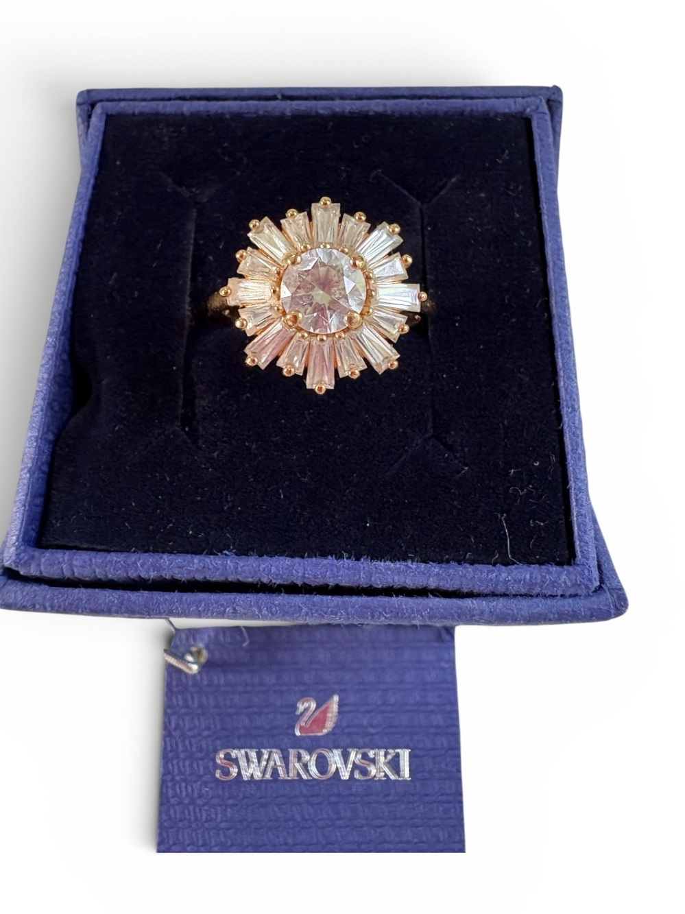 Swarovski Rose Gold and Pink Crystal Sunburst Ring - Picture 3 of 8